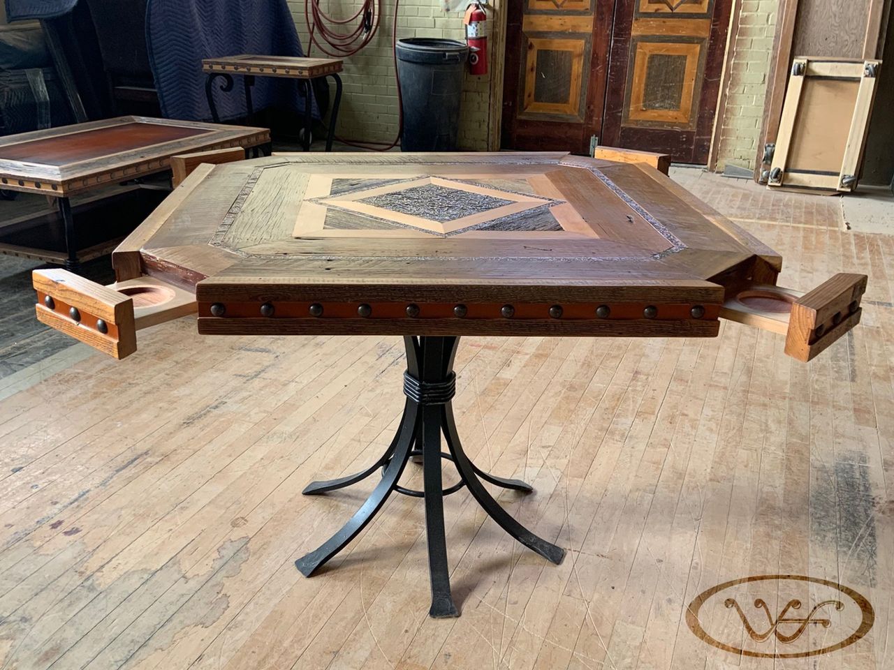 Game Table Open Drawers